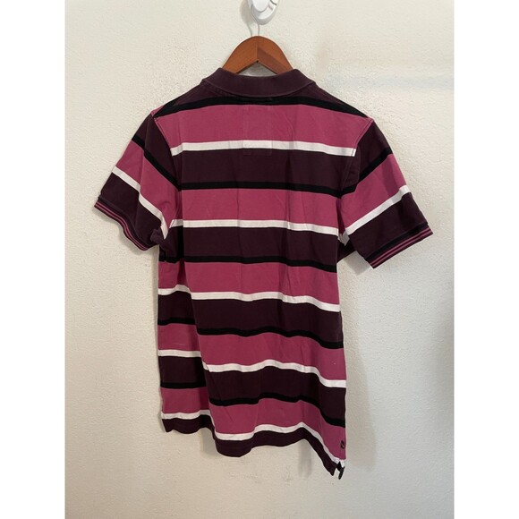 Luke Sport Men’s Polo Shirt Size L Red Pink Stripe Short Sleeve Preppy Rugby Y2k - Picture 6 of 7